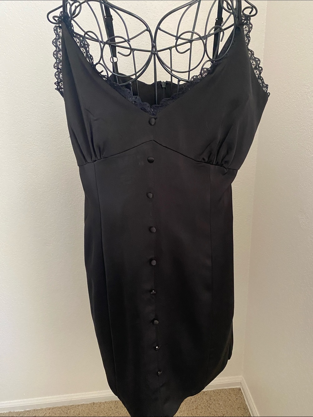 Studio 19 Black Slip Dress with Lace